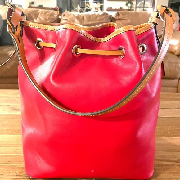 Dooney and Bourke Red Fairview Drawstring Purse - Picture 2 of 4